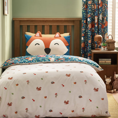 Catherine Lansfield Fox and Woodland Friends Duvet Cover Set - Green - Fox And Woodland Friends Duvet Set