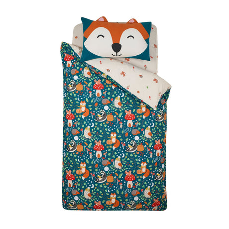 Catherine Lansfield Fox and Woodland Friends Duvet Cover Set - Green - Fox And Woodland Friends Duvet Set