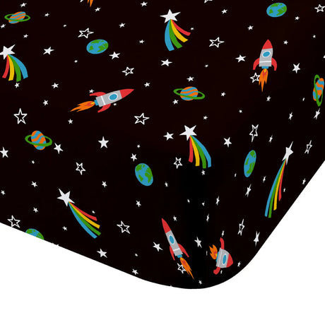 Rainbow Rockets Fitted Sheet by Catherine Lansfield