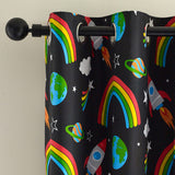 Catherine Lansfield Rainbow Rockets Eyelet Curtains Polycotton - Black