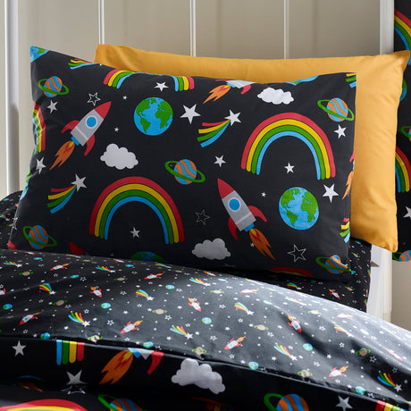 Catherine Lansfield Rainbow Rockets Duvet Cover Set - Rainbow Rockets Duvet Set