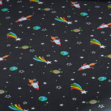 Catherine Lansfield Rainbow Rockets 25cm Deep Fitted Sheet - Black - Rainbow Rockets Fitted Sheet