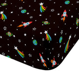 Catherine Lansfield Rainbow Rockets 25cm Deep Fitted Sheet - Black - Rainbow Rockets Fitted Sheet