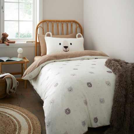 Catherine Lansfield Cosy Bear Duvet Cover Set Natural