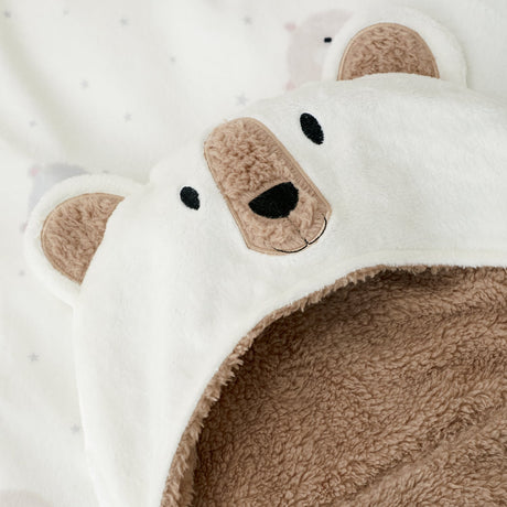 Catherine Lansfield Cosy Bear Throw - Natural - Cosy Bear Hooded Blanket
