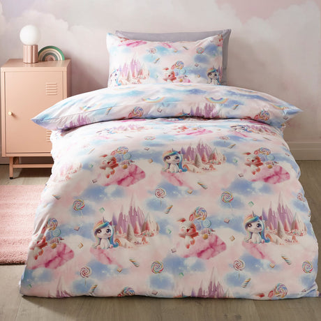 Catherine Lansfield Candy Unicorn Kids Duvet Cover Set - Pink - Candy Unicorn Duvet Set