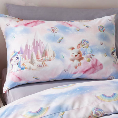 Catherine Lansfield Candy Unicorn Kids Duvet Cover Set - Pink - Candy Unicorn Duvet Set