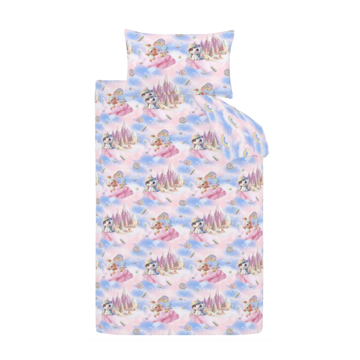 Catherine Lansfield Candy Unicorn Kids Duvet Cover Set - Pink - Candy Unicorn Duvet Set