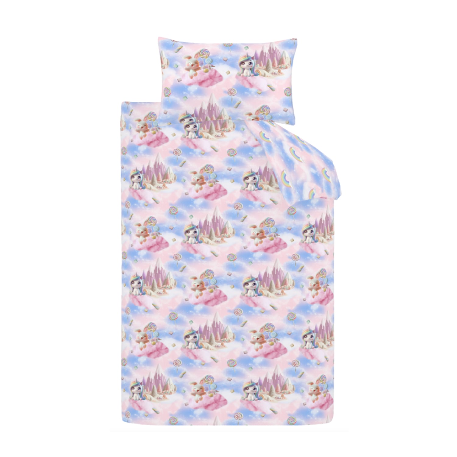 Catherine Lansfield Candy Unicorn Kids Duvet Cover Set - Pink - Candy Unicorn Duvet Set