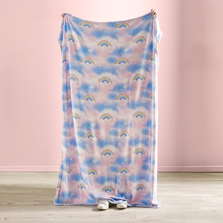 Catherine Lansfield Candy Unicorn Cosy Throw 130cm x 170cm - Pink - Candy Unicorn Throw