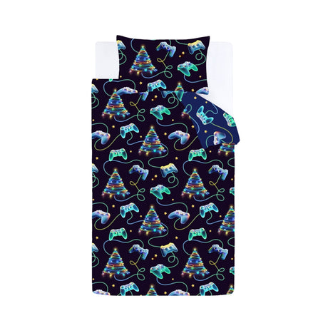 Catherine Lansfield Christmas Gamer Duvet Cover Set - Navy Blue - Christmas Gamer Duvet Set