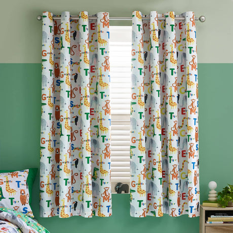 Catherine Lansfield Animal Magic Eyelet Curtains Polycotton - Natural - Animal Magic Curtains