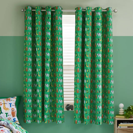Catherine Lansfield Animal Magic Eyelet Curtains Polycotton - Natural - Animal Magic Curtains