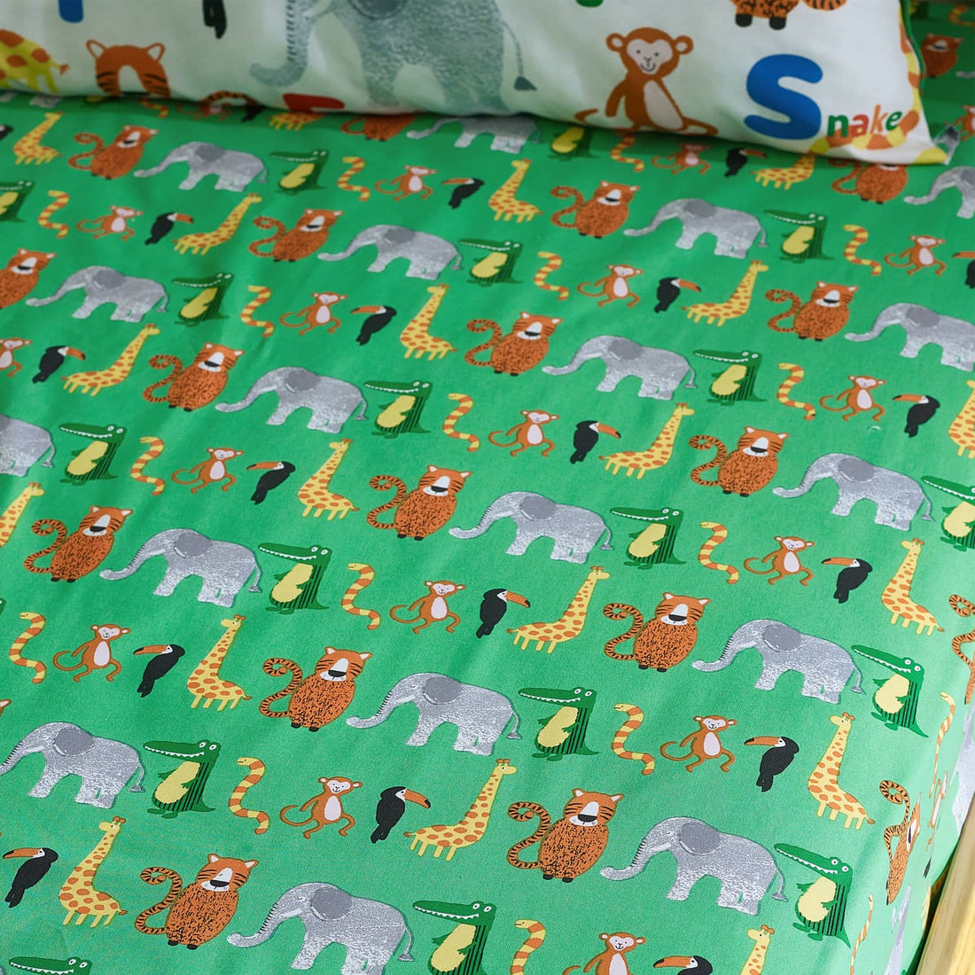 Catherine Lansfield Animal Magic 25cm Deep Fitted Sheet - Green