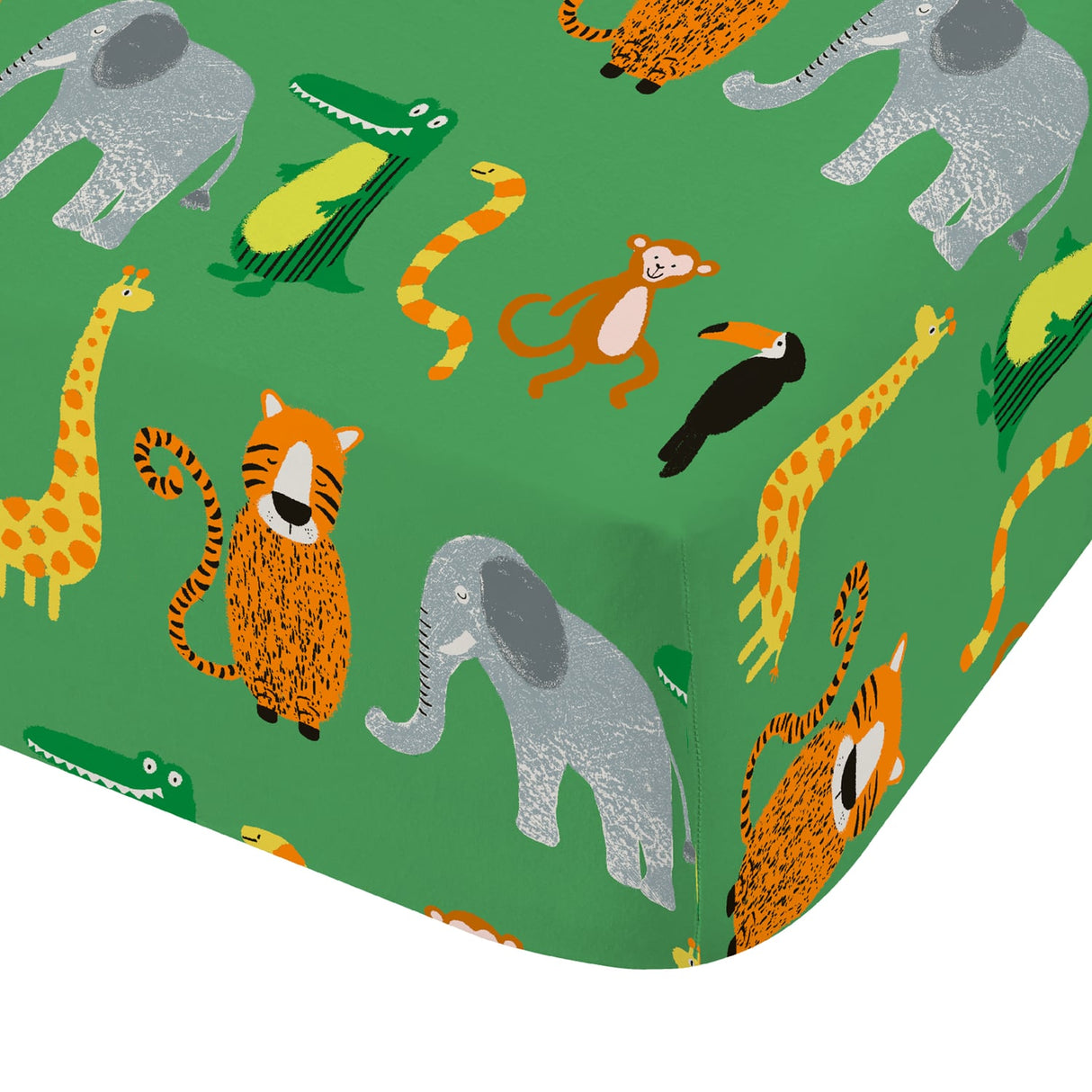 Catherine Lansfield Animal Magic 25cm Deep Fitted Sheet - Green - Animal Magic Fitted Sheet
