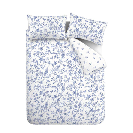 Bianca Thea Floral 200 Thread Count Cotton Reversible Duvet Cover Set - Blue image 7
