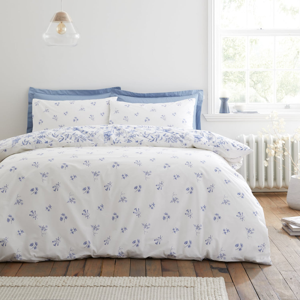 Bianca Fine Linens Thea Floral Duvet Cover Set - Thea Floral Blue Duvet Set