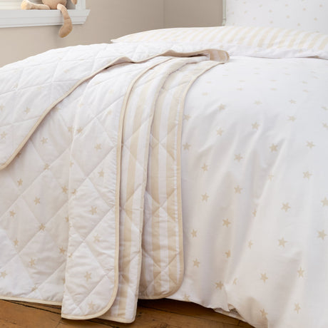 Bianca Fine Linens Mini Star & Stripes Bedspread - Mini Stars And Stripes Bedspread Natural