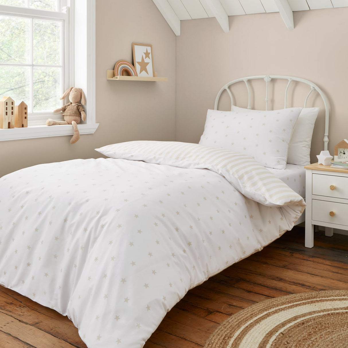 Bianca Fine Linens Mini Star & Stripes Duvet Cover Set - Mini Stars And Stripes Duvet Set Natural