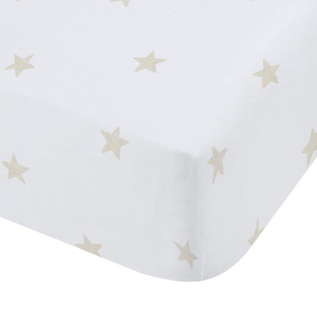 Bianca Fine Linens Mini Star & Stripes 25cm Deep Fitted Sheet - Mini Stars And Stripes Fitted Sheet Natural