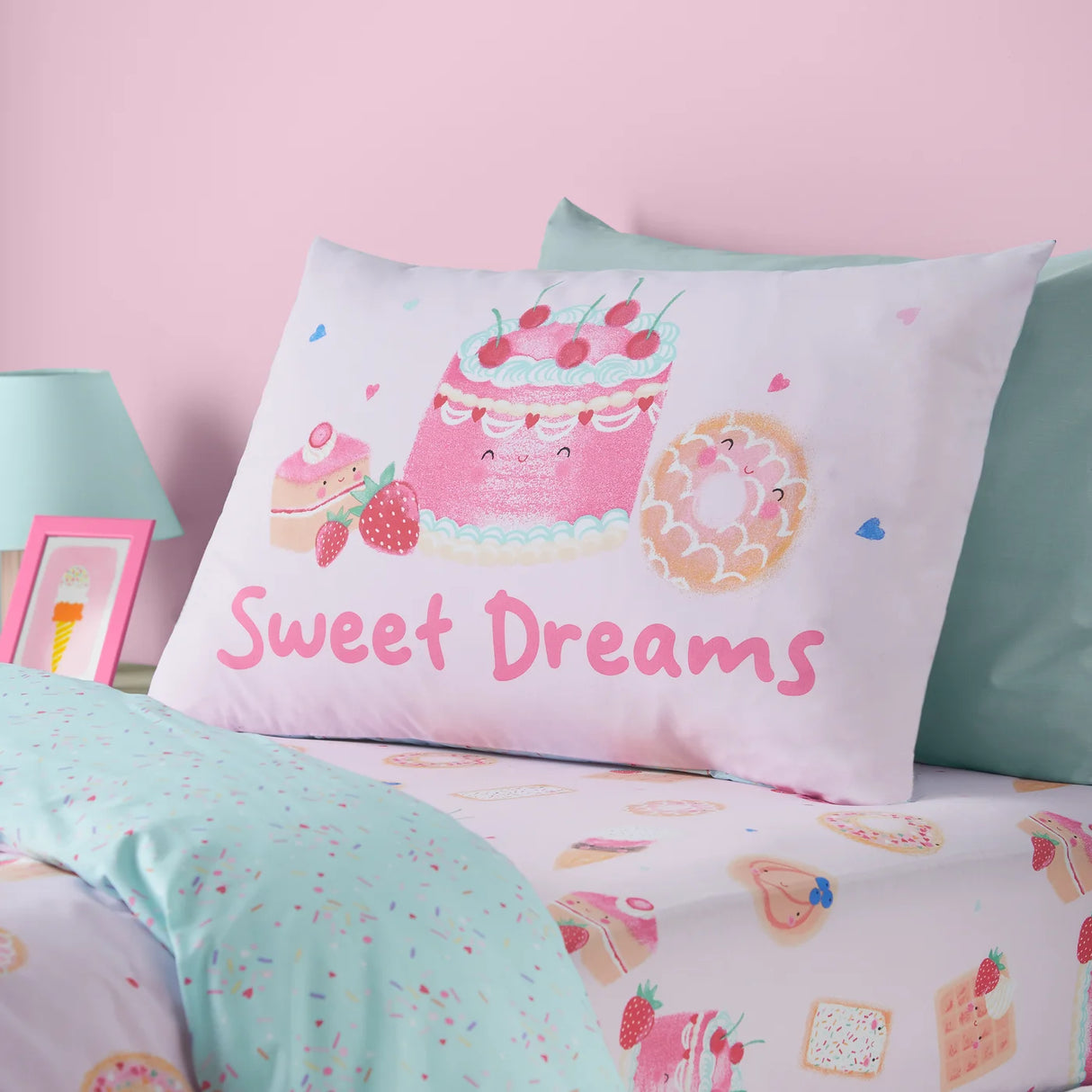 Catherine Lansfield Sweet Treats Reversible Duvet Cover Set with Pillowcase