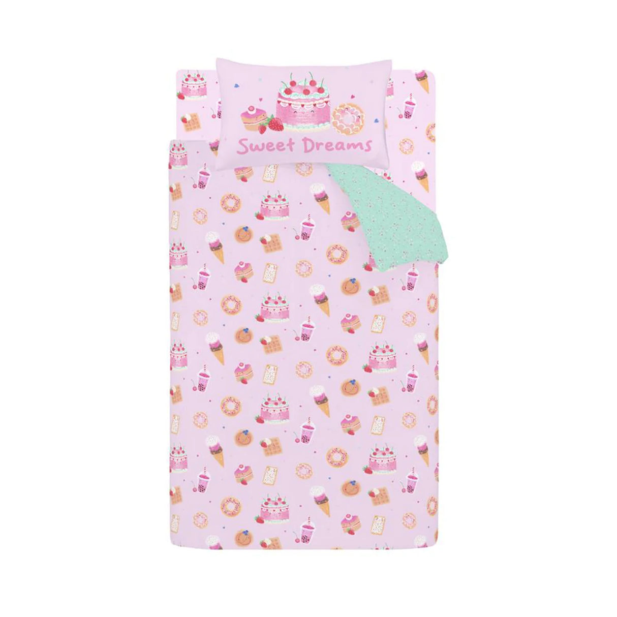Catherine Lansfield Sweet Treats Reversible Duvet Cover Set with Pillowcase