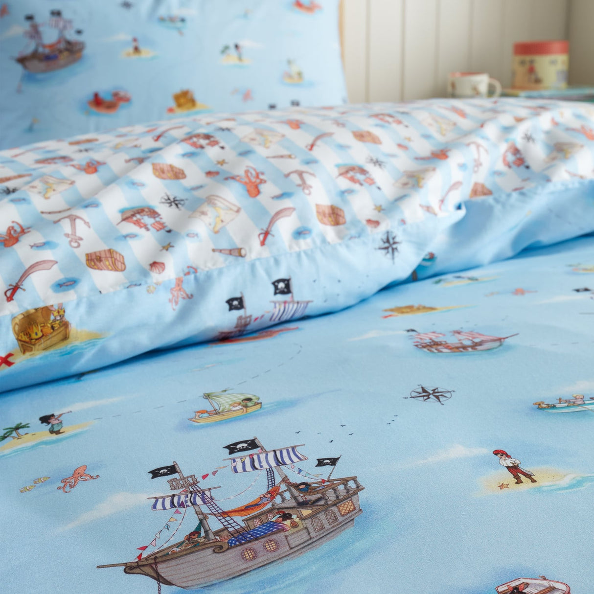 Belle & Boo Pirate Duvet Cover Set - Blue - Pirates Duvet Set Blue Image 4