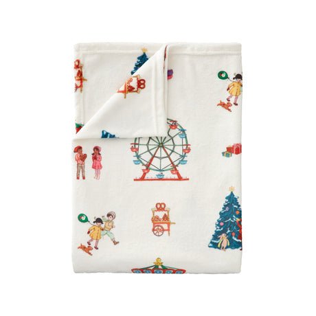 Belle & Boo Christmas Fairground Cosy Throw 150cm x 200cm - Cream - Christmas Fairground Throw