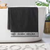 Catherine Lansfield Relax And Unwind Black 400 GSM Cotton Towel - White - Relax And Unwind Black
