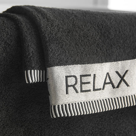 Catherine Lansfield Relax And Unwind Black 400 GSM Cotton Towel - White - Relax And Unwind Black