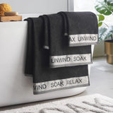 Catherine Lansfield Relax And Unwind Shower Curtain - Grey / Black - Relax And Unwind Black