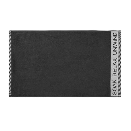 Catherine Lansfield Relax And Unwind Black 400 GSM Cotton Towel - White - Relax And Unwind Black (Towel)