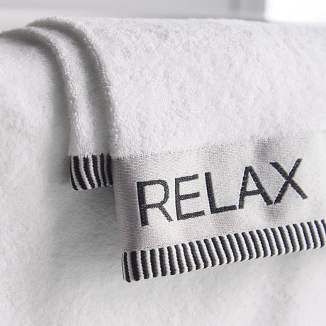 Catherine Lansfield Relax And Unwind Black 400 GSM Cotton Towel - White - Relax And Unwind White