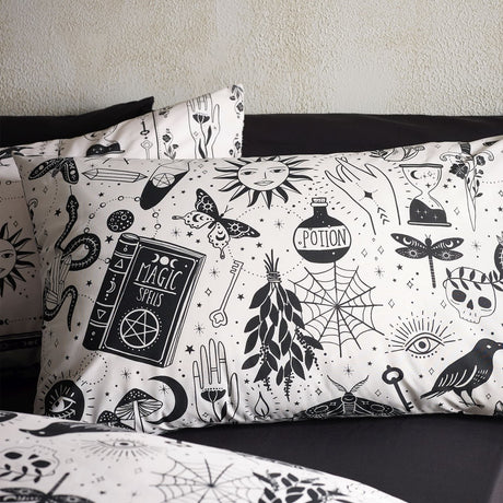 Catherine Lansfield Enchanted Witchcraft Duvet Cover Set - Black / Natural - Enchanted Witchcraft Duvet Set