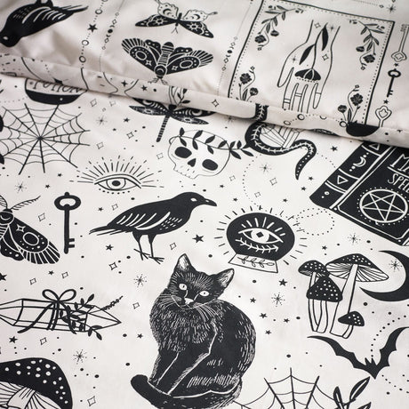 Catherine Lansfield Enchanted Witchcraft Duvet Cover Set - Black / Natural - Enchanted Witchcraft Duvet Set