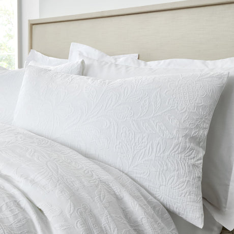 Bianca Fine Linens Embroidery Floral Duvet Cover Set - White - Fleur Matelasse Duvet Set