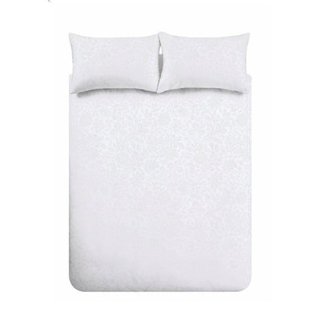 Bianca Fine Linens Embroidery Floral Duvet Cover Set - White - Fleur Matelasse Duvet Set