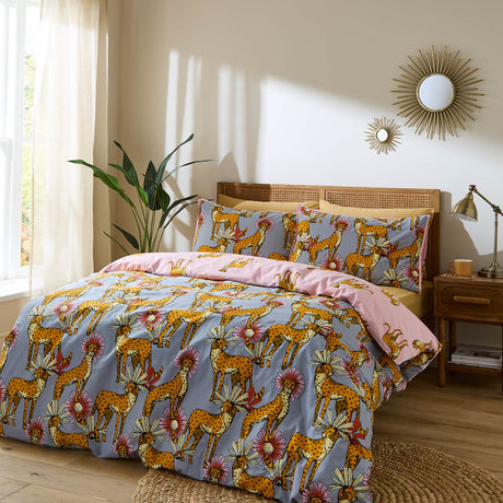 Their Nibs Untamed Cheetah Cotton Duvet Cover - Grey