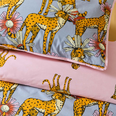 Their Nibs Untamed Cheetah Cotton Duvet Cover - Grey - Untamed Cheetah Duvet Set