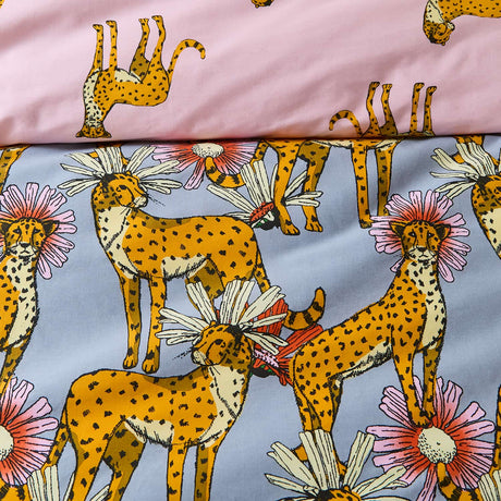 Their Nibs Untamed Cheetah Cotton Duvet Cover - Grey - Untamed Cheetah Duvet Set