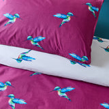 Their Nibs Hummingbird Cotton Duvet Cover Set - Plum - Hummingbird Duvet Set