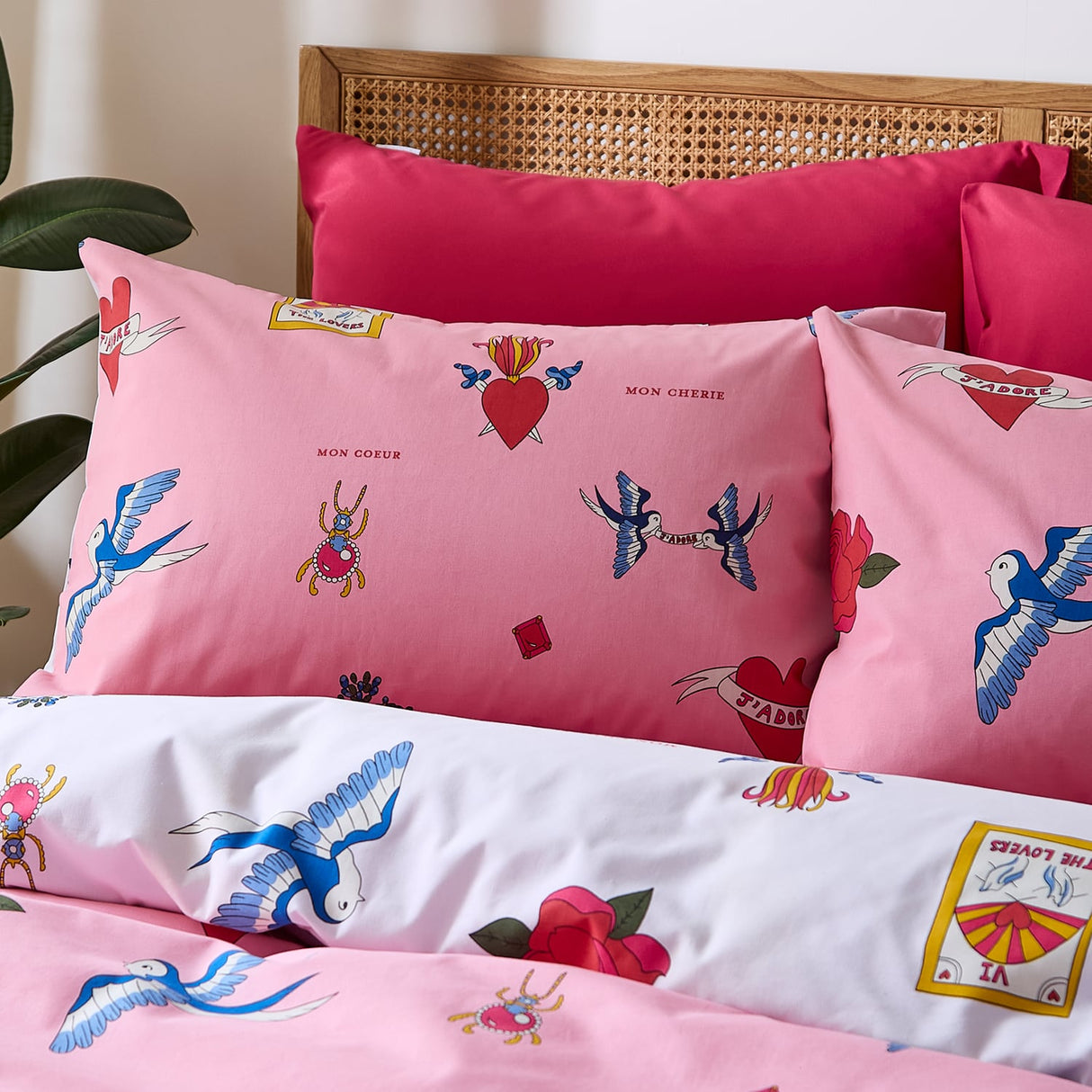 Their Nibs Mon Coeur Cotton Duvet Cover - Pink - Mon Coeur Duvet Set