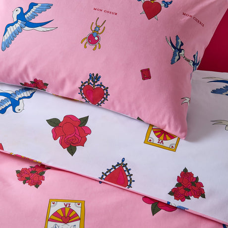 Their Nibs Mon Coeur Cotton Duvet Cover - Pink - Mon Coeur Duvet Set