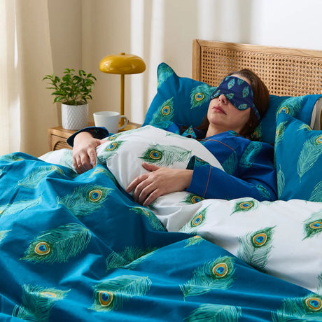 Their Nibs Peacock Feather Cotton Duvet Cover Set 9