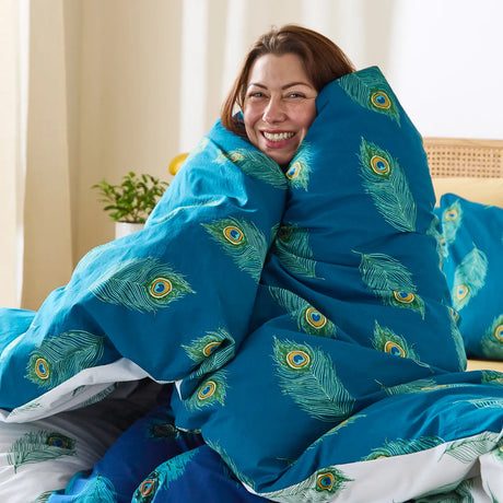 Their Nibs Peacock Feather Cotton Duvet Cover Set 5