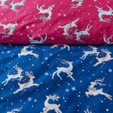 Their Nibs Christmas Reindeer Cotton Duvet Cover Set - Blue - Christmas Reindeer Duvet Set