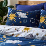 Their Nibs Disco Space Cotton Duvet Cover Set - Navy Blue - Disco Space Duvet Set