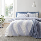 Bianca Hampton Stripe 200 Thread Count Cotton Reversible Duvet Cover Set - Green