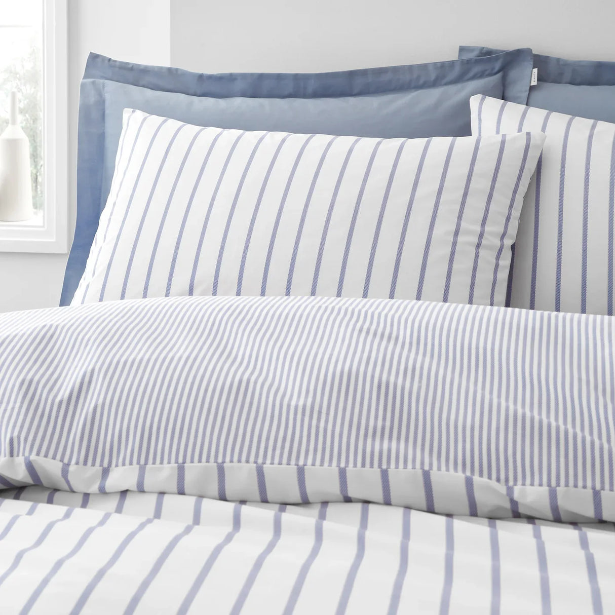 Bianca Hampton Stripe 200 Thread Count Cotton Reversible Duvet Cover Set - Green image 4
