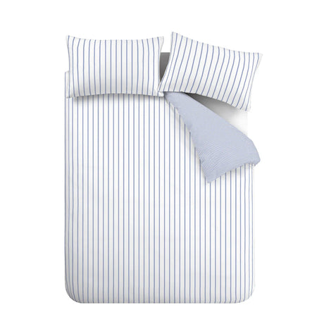 Bianca Hampton Stripe 200 Thread Count Cotton Reversible Duvet Cover Set - Blue image 7